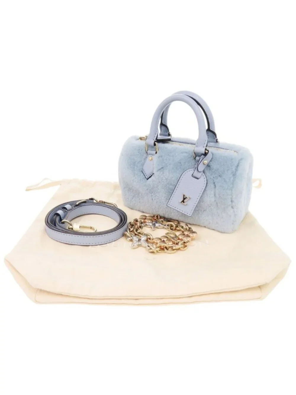 Louis Vuitton Nano Speedy IC 2-Way Leather Mink Furite Blue Handbag